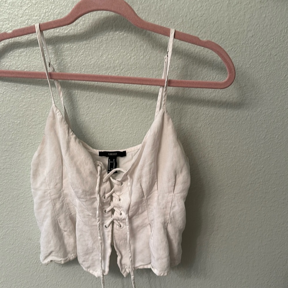 Front tie cropped white tank
